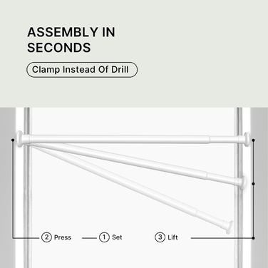 Розпірний карниз-штанга для штор у ванну, 70-120 см, білий