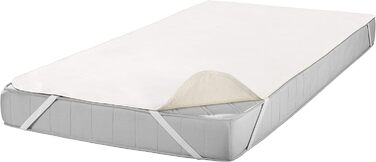 SETEX Kalmuck Mattress Protector, 180 x 200 cm large mattress cover, corner elastic bands, 100% cotton, Classic, Raw White, Natural