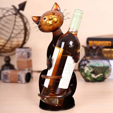 Metal wine bottle holder, cat-shaped wine bottle holder, metal wine tray, practical sculptures for home decor, cat craft, home decoration, Mother's Day gift