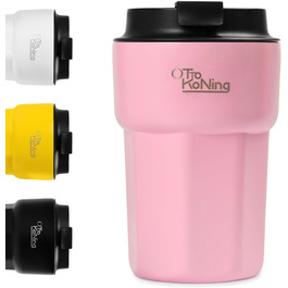 Термокружка 350 мл з кришкою, що не протікає, для кави та чаю, з нержавіючої сталі, рожева