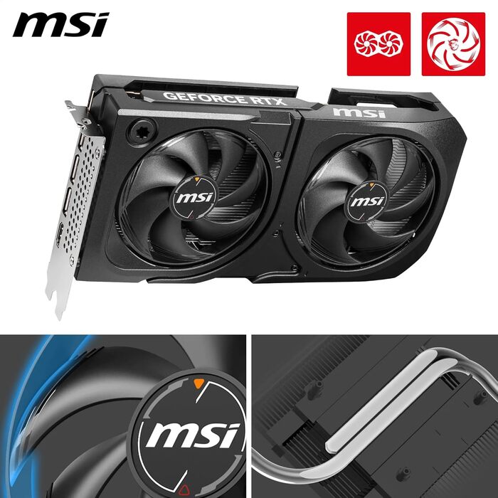Відеокарта MSI GeForce RTX 5060 Ti Ventus 8G SHADOW 2X OC PLUS, 8 GB GDDR7, PCIe 5.0, Boost 2647 MHz