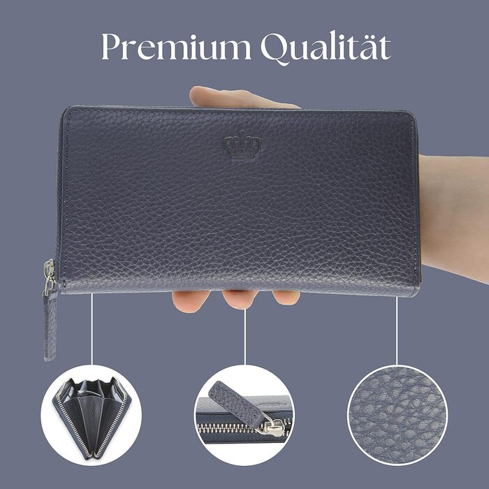 Baur Women's Wallet Genuine Leather Wallet | Wallet with RFID Protection | Large Portemonnaie with Many Card Slots | Wallet with All-Around Zipper | Portemonnaie | Women's Wallets (Red)