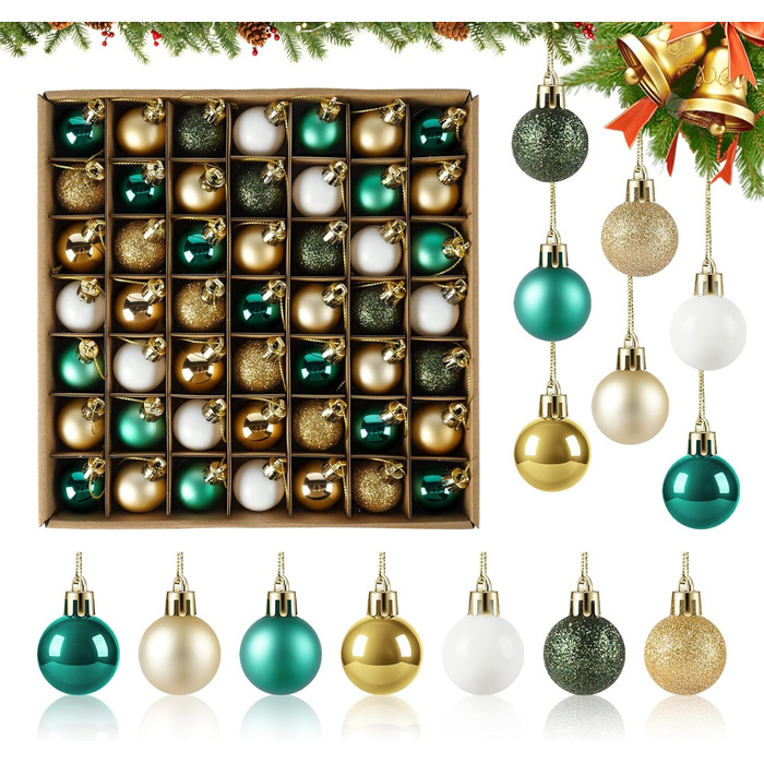 Набір прикрас для ялинки Agoer 100 шт. - кульки для ялинки з блискітками, пластикові, блакитні. Набір ялинкових прикрас для святкування Різдва та Нового року (зелені, золоті, білі, 3-4 см)