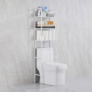 LIUBEI 3-Tier Toilet Shelf, Bathroom Shelf Space-Saving, White Bathroom Organizer Shower Shelf Easy Installation