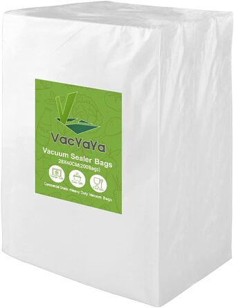 VacYaYa 200 Bag 28x40cm Vacuum Bags, Vacuum Sealer Bags for Food, BPA-Free Sous Vide Vacuum Bags, Bags for Vacuum Sealers and Foil Sealers Suitable