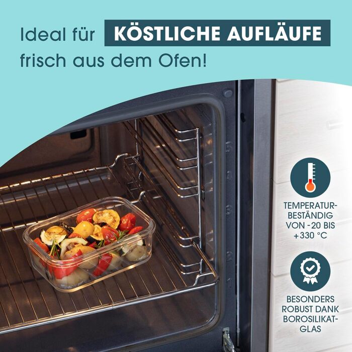 Gourmetmaxx Набір контейнерів для зберігання їжі Glas-Frischhaltedosen 6 шт. (0,725 л) сині - для Meal Prep, мікрохвильовки, морозильника