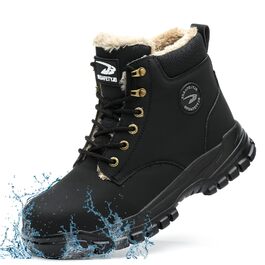 Зимові робочі черевики для чоловіків та жінок. Водонепроникні, з металевим носком, легкі, теплі, чорні. Безпечні черевики з антиковзкою підошвою. Розмір 42 EU