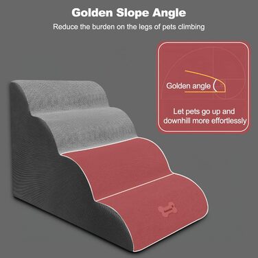 Сходинки для тварин Galatée: 4 сходинки, знімна та миюча, протиковзка, для високих ліжок/диванів (білий)