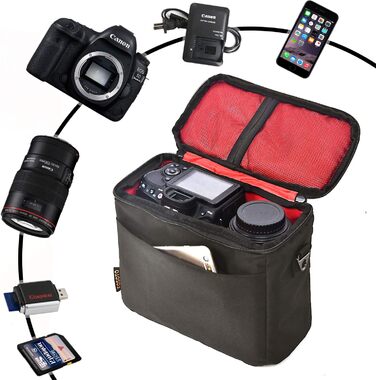 Чохол для DSLR камери FOSOTO: для Nikon, Canon, Sony. З дощем. Сумісний з D3400, D5600, D5500, D7500, EOS 4000D, 2000D, M50, A7R, A6400, A6100 (Чорний)