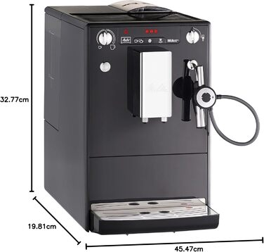 Melitta Caffeo Solo & Perfect Milk - Fully Automatic Coffee Machine - with Milk System - Milk Frother - 3-stage Adjustable Coffee Strength - Black (E957-201) Black Fully Automatic Coffee Machine