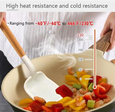 Набір кухонних помічників 12 шт. з силікону з дерев'яними ручками: лопатки, ложки, щипці. Кухонне приладдя, стійке до високих температур, антипригарне покриття.