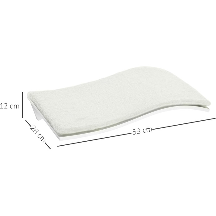 PawHut Cat Climbing Wall, Cat Hammock, Cat Bed, Wall Shelf, Wall Mount, Cat Furniture, Plush MDF, White, 53 x 28 x 12 cm