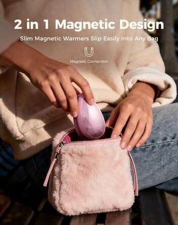 Електричні грілки для рук OCOOPA (2 шт) - стильні, рожеві, з магнітом, USB-зарядка, для Raynaud, туризму, кемпінгу