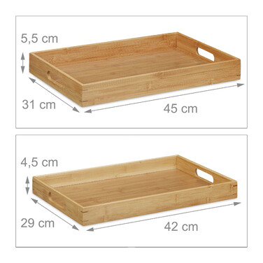 Relaxdays Serving Tray 2-Piece Bamboo Set