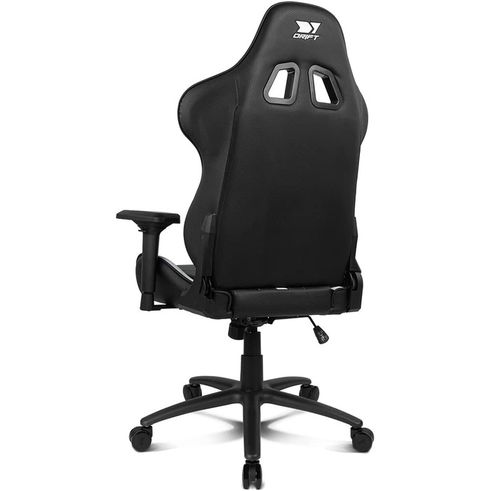 Професійне ігрове крісло DRIFT GAMING DR350 ергономічне, з 4D-підлокітниками, подушками під поперек та шию, нахил 135°, безшумні колеса, чорно-біле
