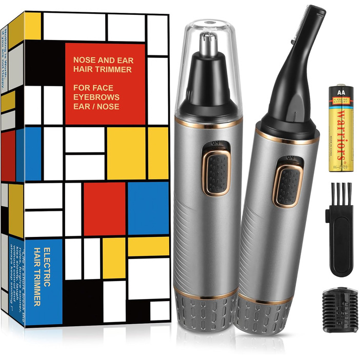 Триммер для носа Areyzin 2025 Upgrade: рожевий/сірий, водонепроникний, з двома лезами