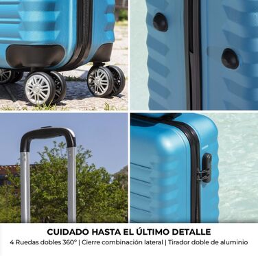 Набір валіз NUMADA 4 шт. (75/63/53 см) + косметичка, ABS, жорсткий, міцний, з коліщатами, з замком