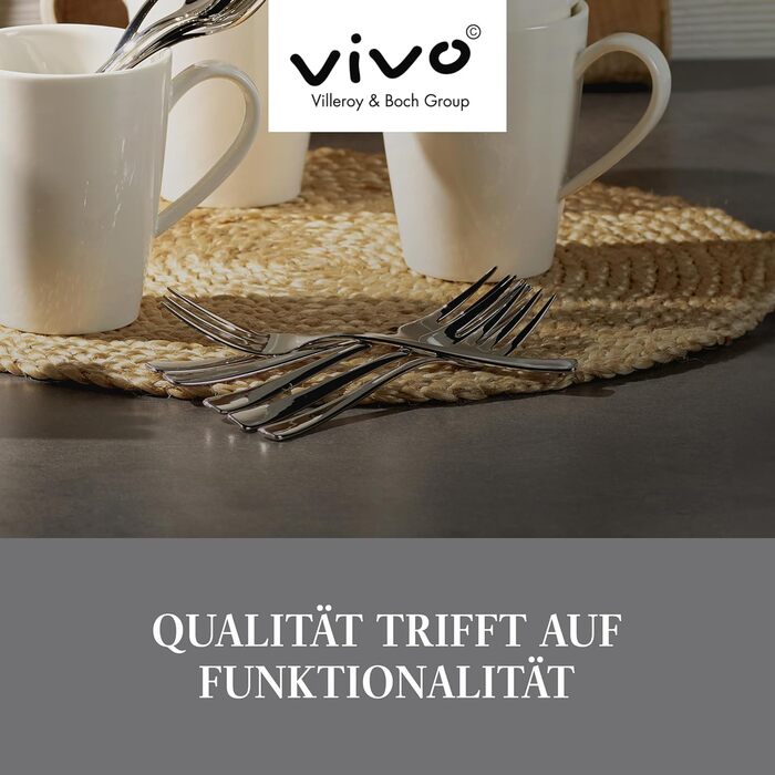 vivo by Villeroy & Boch Group - Voice Basic Cutlery Set, 30-piece, for up to 6 people, stainless steel, rust-proof, dishwasher-safe