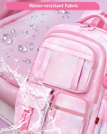 Шкільний рюкзак Tanou для дівчаток 1-4 клас, рожевий, з водонепроникного нейлону, дихаючий