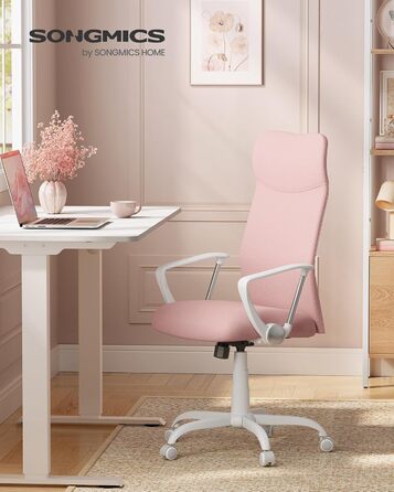 Офісний стілець SONGMICS, ергономічний, регульований, до 100 кг, Bonbonrosa (рожевий)