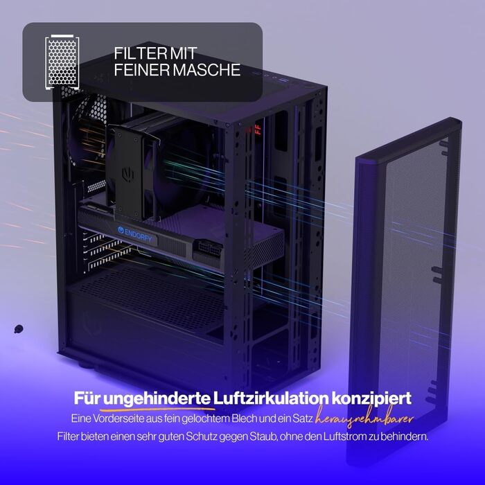 Корпус для ПК Endorfy Ventum 200 ARGB ATX з 4 вентиляторами 120mm ARGB, скло, Mesh-панель, широка сумісність з охолодженням