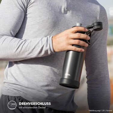 Термос Thermos Ultralight Max 1.0 л зі сталі, світло-блакитний (Tourmaline Mat) — легка вакуумна пляшка для спорту та подорожей, зберігає тепло 12г та холод 24г