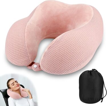 Подушка для шиї у вигляді їжачка, рожева, Memory Foam, для подорожей, авто, офісу, дому