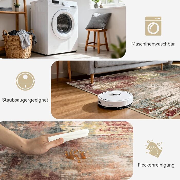 Килимок-довгий килим (Runner) з неслизьким покриттям, короткий ворс, для кухні, миється, складається, абстрактний дизайн, для входу, кухні, вітальні та офісу, блакитно-чорний (120 x 180 см, теракотовий)