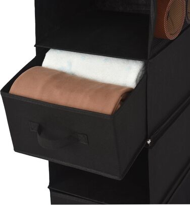 Органайзер для шафи GRANNY SAYS, підвісний, з шухлядами, 1 шт. - підвісне зберігання, полиця для шафи, тканинний органайзер для спальні (чорний, роздільний)