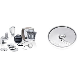 Bosch Kitchen Machine Series 4 MUM5XW20, 3.9 L Stainless Steel Bowl & French Fry Cutter MUZ45PS1, Reversible Disc White / Champagne 2 Accessories Bundle with Disc