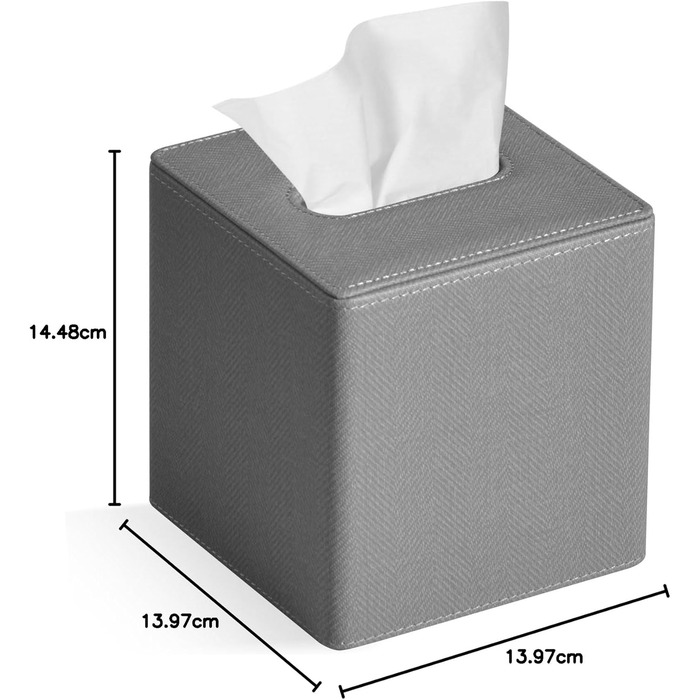 Скляниця для серветок квадратна, PU-шкіра, сучасний органайзер для рушників, підходить для ванної кімнати, спальні, вітальні або офісу (сірий льон)