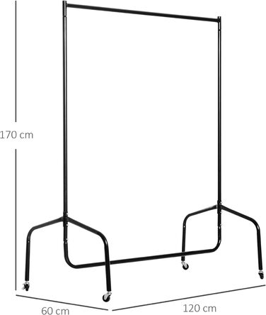 HOMCOM Clothes Rack Clothes Trolley Laundry Rack Rolling Wardrobe Clothes Stand (150 x 60 x 170 cm) (120 x 60 x 150 cm)