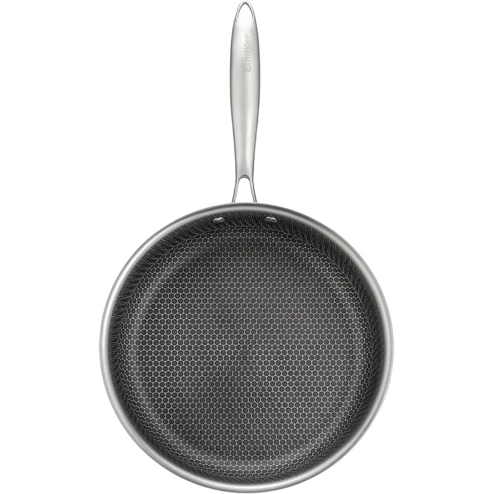 Преміум сковорода EliteHoff 28 см з антипригарним покриттям, нержавіюча сталь, індукційна, для всіх плит, PFOA-free, безпечна для духовки та посудомийної машини, срібна (E-7549)