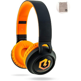 Дитячі навушники PowerLocus Bluetooth Over-Ear з LED-підсвіткою та обмеженням гучності 85dB. Бездротові та провідні, з мікрофоном для телефону, планшета, ПК, ТВ (Помаранчеві)
