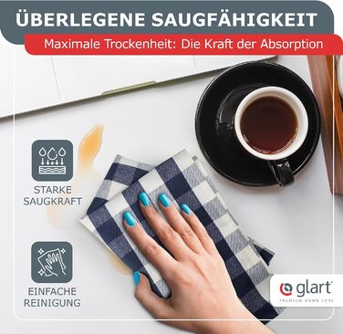 Glart 48GS 10-Piece Premium Dishcloth Set, Kitchen Towels, Dish Towels, Kitchen Cloths, 100% Cotton OEKO-TEX, 45x90 cm, black, pre-washed