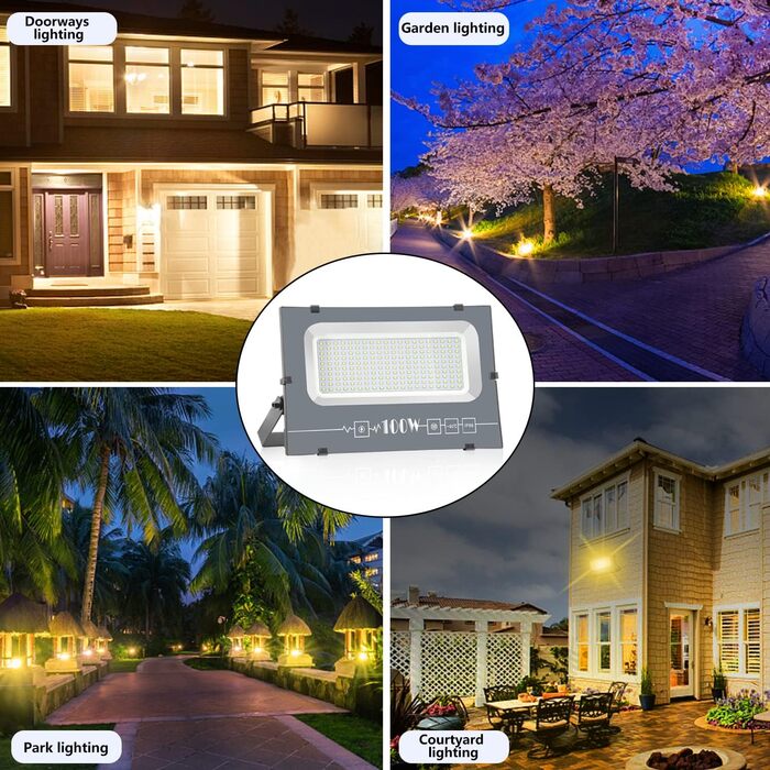 LED Floodlight Outdoor, IP65 Waterproof Outdoor Floodlight LED Spotlight 30000LM Floodlight, Outdoor Floodlight for Backyard, Garden, Workshop, Yard, Driveway, Doors, Garage, Hallway (Warm White, 600W)