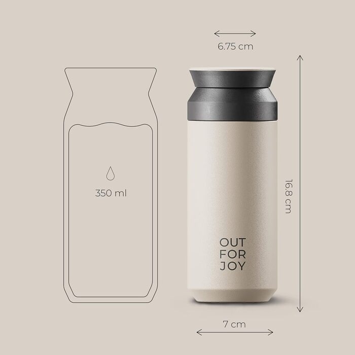 Термокружка з нержавіючої сталі 350 мл | Термокружка для кави та чаю з собою | З подвійними стінками, ізольована, не протікає | Travel Tumbler | Зберігає тепло 4 години / холод 8 годин (Бежевий, Ivory)