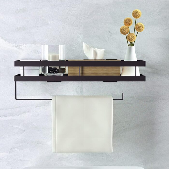 Настінна полиця для спецій та кухонного приладдя, 35 см, чорна