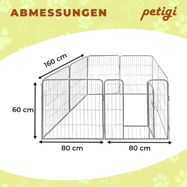 Вольєр для цуценят Petigi, розкладний, сталевий, з порошковим покриттям, розмір 80x80 см, сітка 47 мм