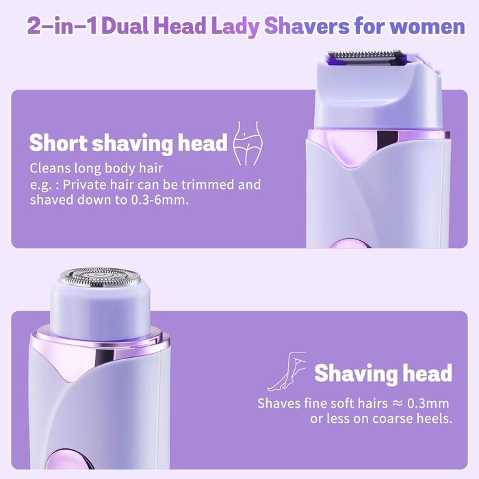 Триммер для бікіні 2025 року: 2-в-1 для жінок, водонепроникний, безболісний, для тіла. Повний комплект для догляду за інтимною зоною. Колір: фіолетовий