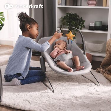 Дитяча подушка для стільчика Kinderkraft ENOCK, м'яка, з ременями, легко миється, гіпоалергенна, чорна, для стільчика CALMEE, сірий