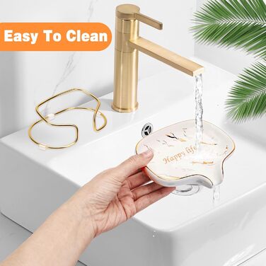 Керамічна мильниця CAUTIOUS з піддоном, біла, вінтажний дизайн