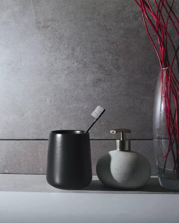 Toothbrush Holder, Matte Black, 2 Pieces, Ceramic Toothbrush Holder, Toothbrush and Toothpaste Organizer for Bathroom, Home Decoration, Countertop, Dresser