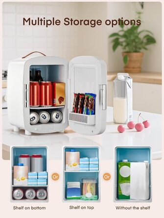 Міні-холодильник FOHERE 10л для косметики та напоїв, 12V/220V, білий - для спальні, офісу, авто