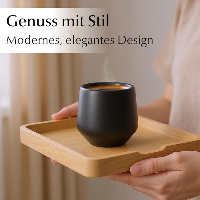 Набір чашок для еспресо Miamio 4 шт. (90 мл) з кераміки без ручки, чорний