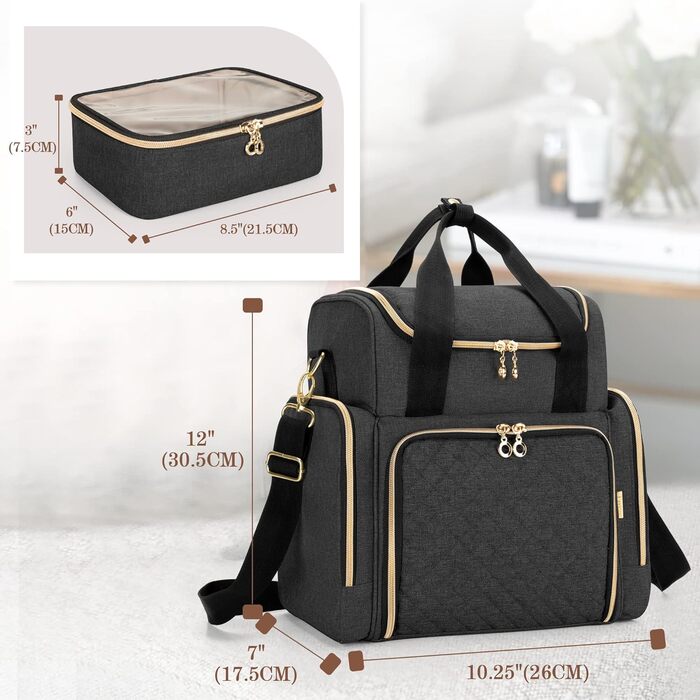 Органайзер для косметики Luxja: жіноча косметичка для макіяжу, подорожей (чорний)