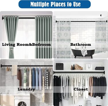 Штанга для штор у ванну/спальню, телескопічна, без свердління, 85-195 см, діаметр 32 мм, біла