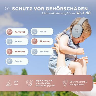 Schallwerk® Kapselgehörschutz Kiddies: навушники шумозахисту для дітей, преміум-якість, блакитний | захист від шуму для повсякденного використання та заходів