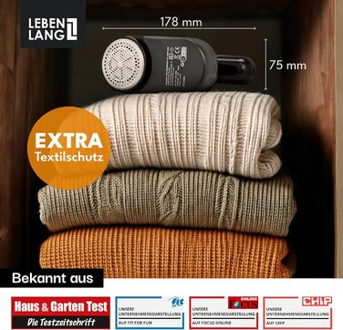 Електричний видалення ворсу LEBENLANG 2000mAh з LED-дисплеєм та пензлем для очищення | До 2 годин роботи | Видалення ворсу для одягу | Чорний