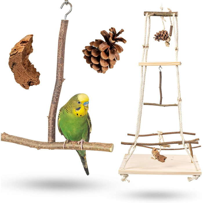 Vogelgaleria® Stunning hanging bird playground with many perches! Great bird toy for budgies, cockatiels & Co.